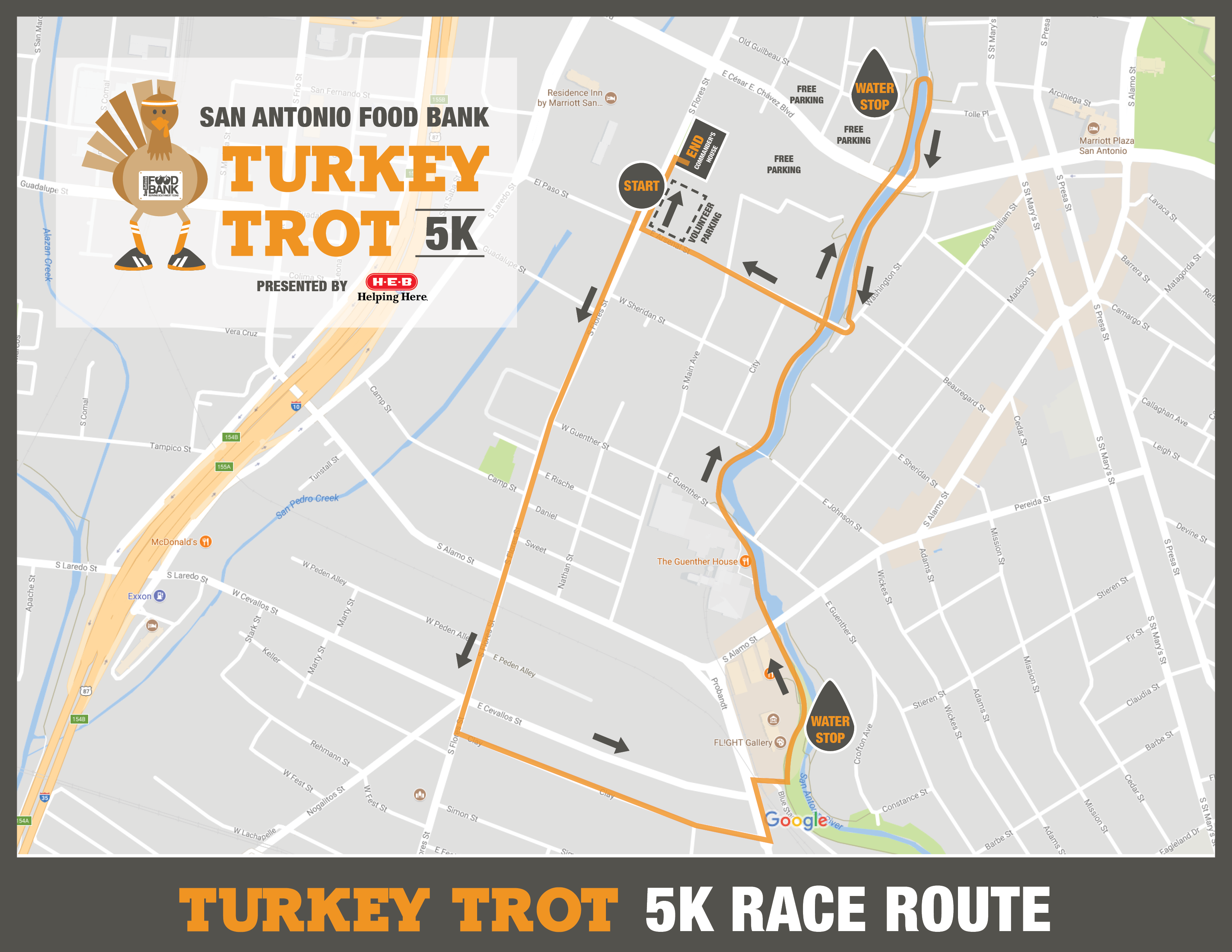 Turkey Trot Race Route Map San Antonio Food Bank